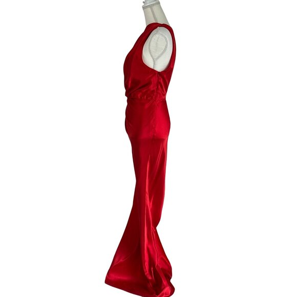 The Sei for FWRD Womens Drape Gown in Scarlet 10 New Long Maxi Formal Dress - Picture 7 of 16